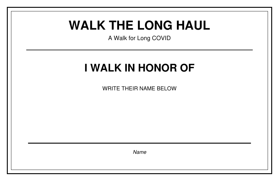 Printable bib: I walk in honor of