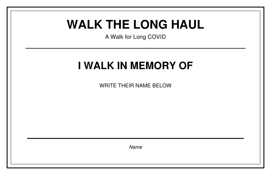 Printable bib: I walk in memory of